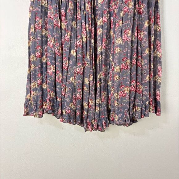 Vintage Micro Floral Pleated Maxi Skirt Small Purple Pink Boho Cottagecore Fairy - Picture 5 of 11